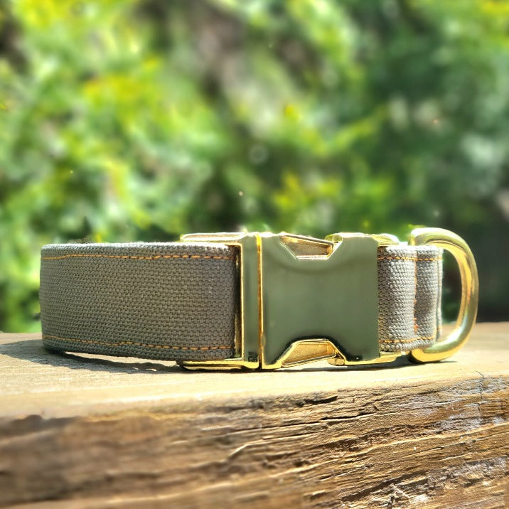 Canvas Solid Dog Collar - Olive