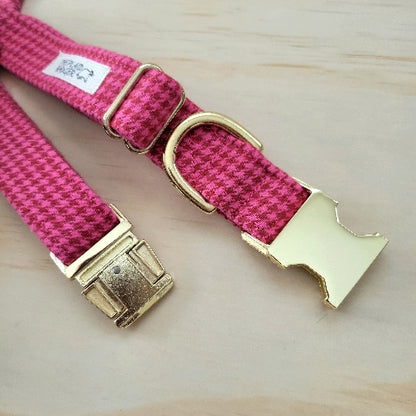 Pink Houndstooth Dog Collar