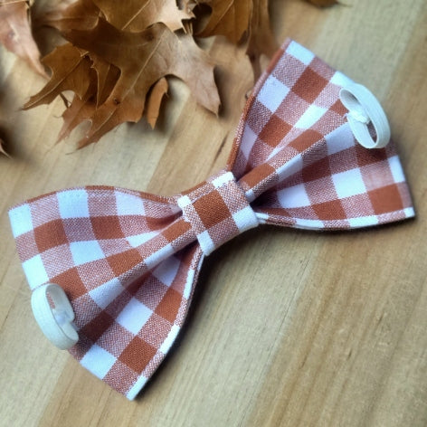 Pumpkin Spice Gingham Dog Bow Tie