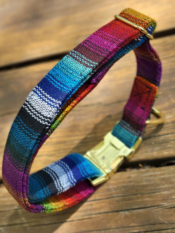 Rainbow Woven Dog Collar