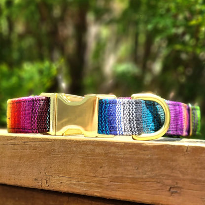 Rainbow Woven Dog Collar