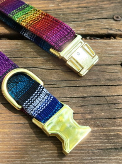 Rainbow Woven Dog Collar