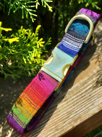 Rainbow Woven Dog Collar