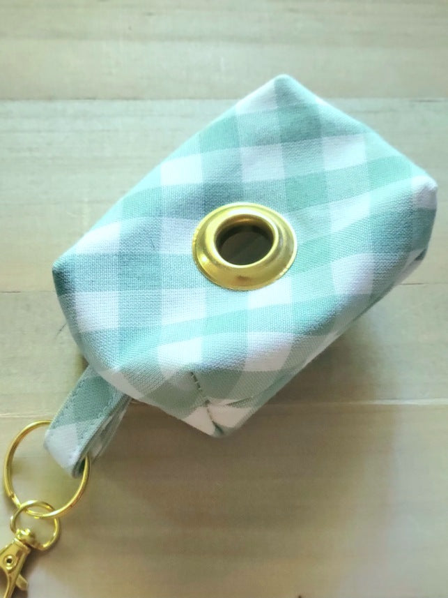 Sage Gingham Waste Bag Holder