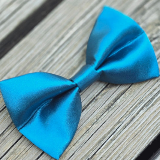 Teal Satin Dog Bow Tie