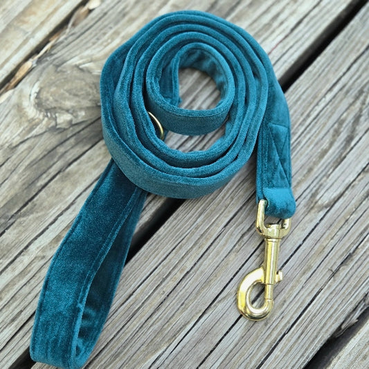 Velvet Dog Leash - Teal