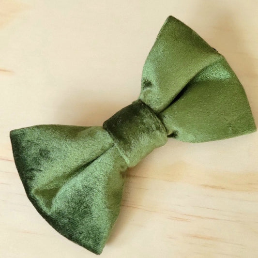 Velvet Dog Bow Tie - Moss