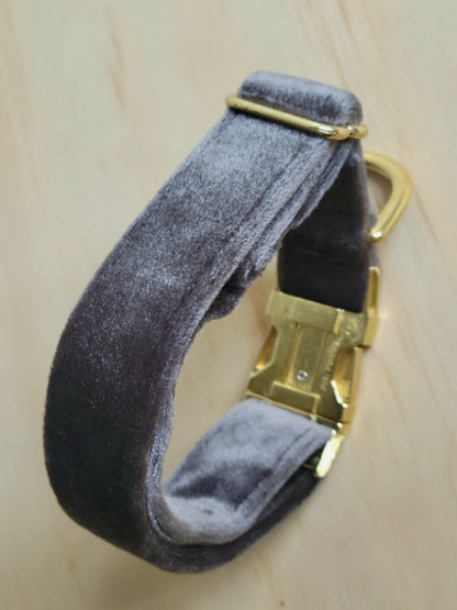 Velvet Dog Collar - Charcoal