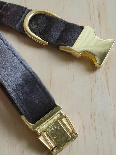 Velvet Dog Collar - Charcoal