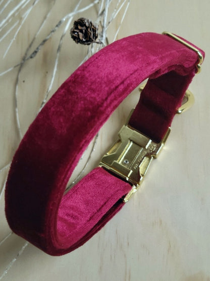 Velvet Dog Collar - Cranberry