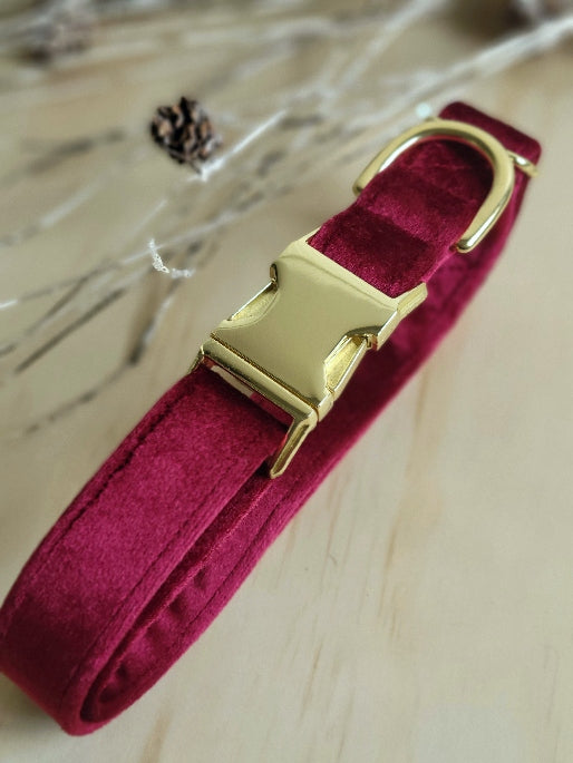 Velvet Dog Collar - Cranberry