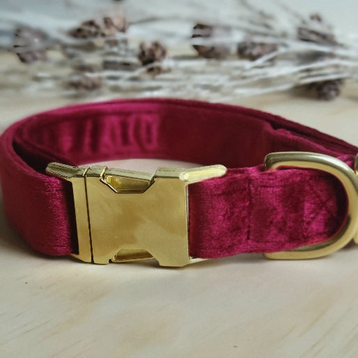 Velvet Dog Collar - Cranberry