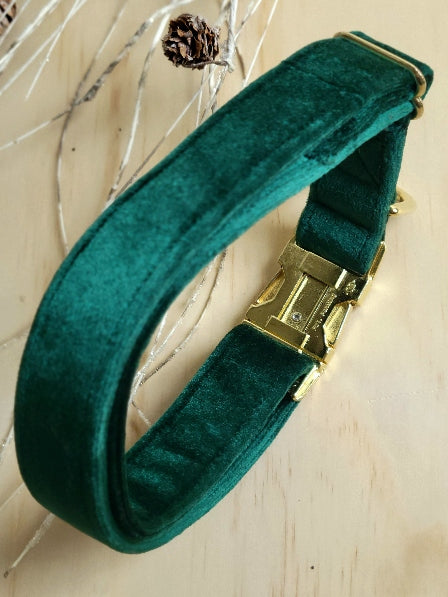 Velvet Dog Collar - Evergreen