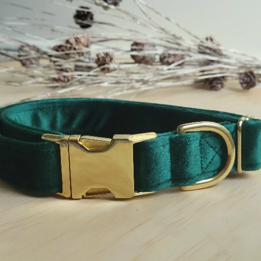 Velvet Dog Collar - Evergreen