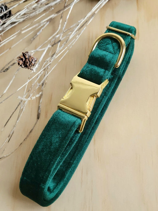 Velvet Dog Collar - Evergreen