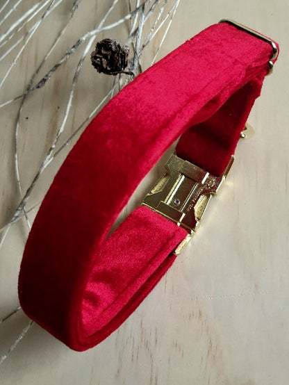 Velvet Dog Collar - Holiday Red