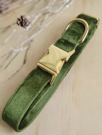 Velvet Dog Collar - Moss