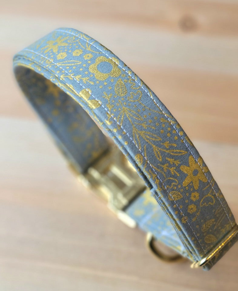 Gray and Gold Dog Collar
