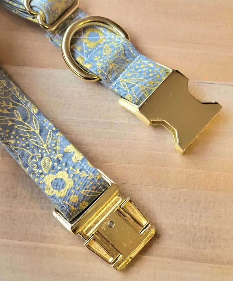 Gray and Gold Dog Collar
