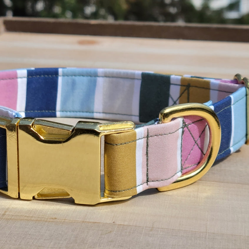 Seconds Sale - Muted Rainbow Stripe Dog Collar